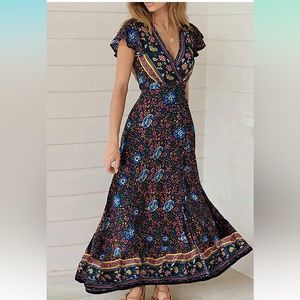 Floral bohemian wrap maxi dress Perfect for summer dinners or beach dress.